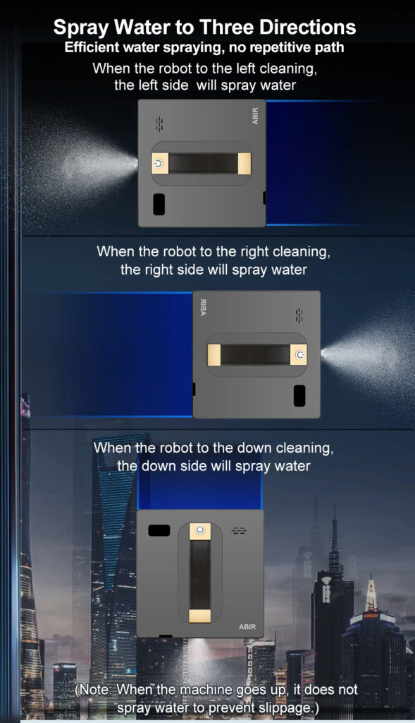 Електрическият уред за почистване на прозорци ABIR WD8 с автоматично пръскане на вода в три посоки