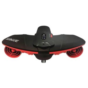 Професионален подводен скутер Navbow Flame Red – преден изглед с червени защитни решетки и OLED дисплей