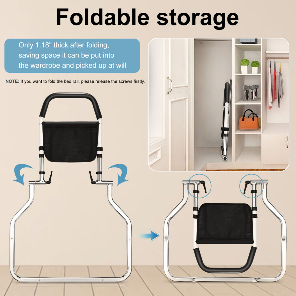Сгъваема помощна дръжка за изправяне от легло – лесно съхранение в гардероб