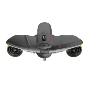 Професионален подводен скутер Sublue NAVBOW+ Phantom Gray – изглед отпред с OLED дисплей и двойни перки