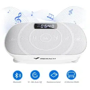 Виброплатформа Merach MR-2398 с Bluetooth, автоматично изключване за 10 минути, тренировъчни ластици и широка платформа