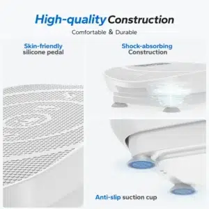 Виброплатформа MERACH CV30 Pro Gray, Bluetooth и LED дисплей, 10 нива, автоматичен старт – Вибрираща платформа за отслабване, рехабилитация и домашна тренировка, Сива 15 Висококачествена конструкция с кожосъобразна силиконова повърхност, амортисьори и противоплъзгащи крачета – виброплатформа Merach MR-2398