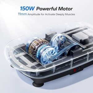 Прозрачен изглед на механизма на Vibroplatforma MERACH CV30 Pro Black, показващ мощен 150W мотор с 11 мм амплитуда за дълбока мускулна активация.