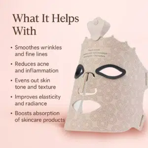 LED маска за лице UBilli, 7-цветна светлина терапия, 80 диода, 240 светлинни лъча, Силиконов дизайн, Подходяща за всички типове кожа, Бежова 17 LED маска за лице UBilli – намалява бръчки, акне и зачервяване и подобрява тена на кожата