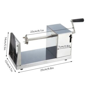 Машина за спираловидни картофи, Неръждаема стомана, Ръчно управление 15 Машина за спираловидни картофи с графично означение на размерите: 25 см дължина, 14 см височина и 12 см ширина