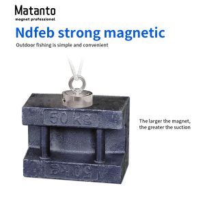 Двустранен неодимов магнит за риболов Matanto KNM48-2 и демонстрация на повдигане на метална тежест от 50 килограма