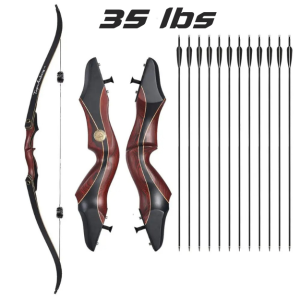 Традиционен лък Toparchery Takedown Recurve Bow 40 lbs и таблица с характеристики като дължина на лъка, дължина на тетивата
