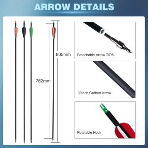 Традиционен лък Toparchery Takedown Recurve Bow 40 lbs и детайли за карбонови стрели