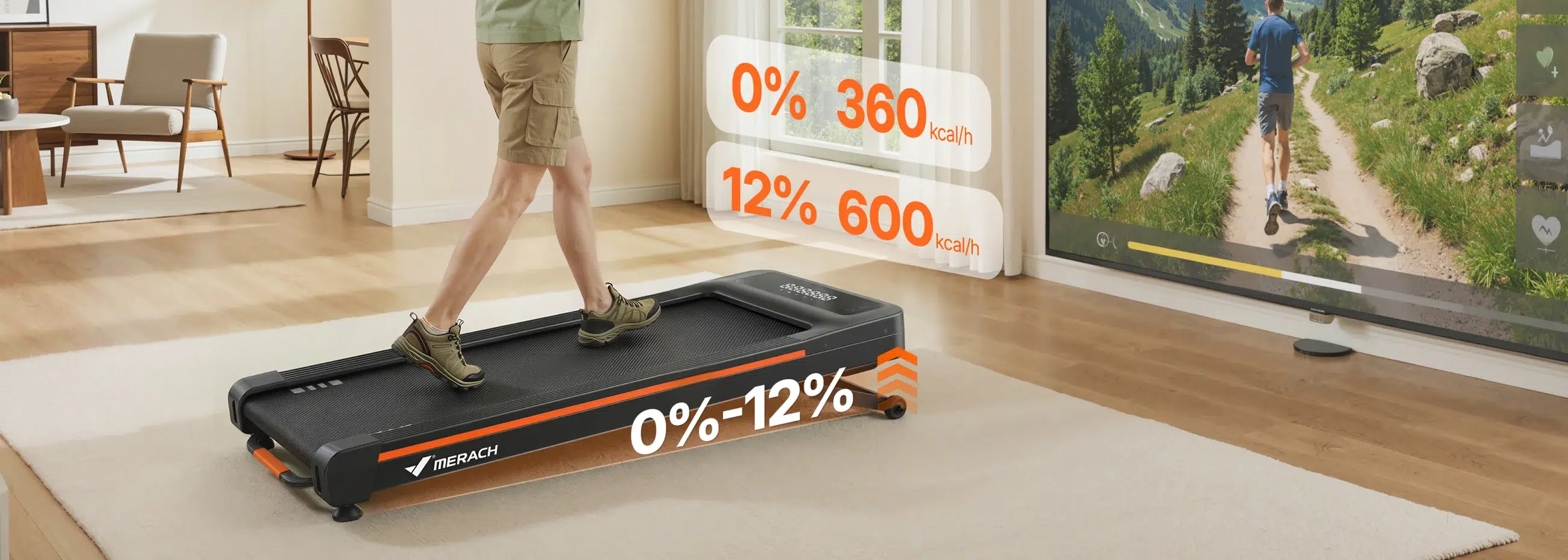 Пътека за ходене вкъщи MERACH NovaWalk W50 TrekPad, 3.5 HP безчетков мотор, 12% автоматичен наклон, Капацитет до 180 кг, Тиха работа 40 dB, LED дисплей, Магнитно дистанционно 25 Пътека за ходене вкъщи MERACH NovaWalk W50 TrekPad, 3.5 HP безчетков мотор, 12% автоматичен наклон, Капацитет до 180 кг, Тиха работа 40 dB, LED дисплей, Магнитно дистанционно - Image 25