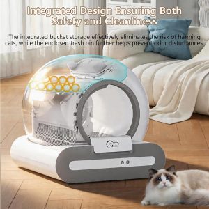 Самопочистваща се котешка тоалетна DOEL Ti+25 Smart с херметично затворен контейнер, който спира неприятните миризми.