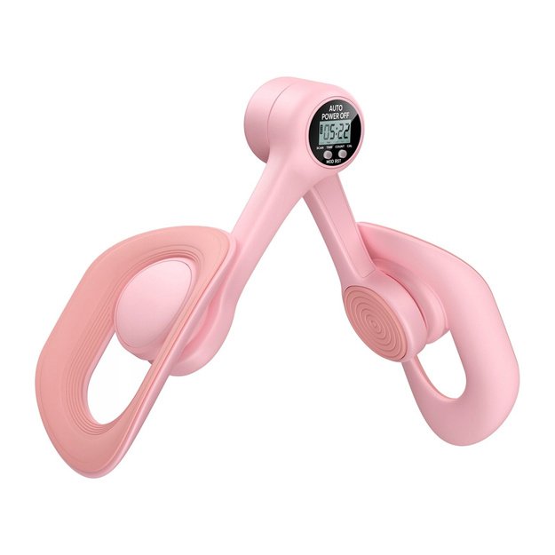 Уред за стягане на вътрешната част на бедрата и тазово дъно MERACH MR-2397 Pink, LED брояч на повторения и калории, 360° ротация, 7.3 кг съпротивление, Тренажор за адуктори, Помощ при следродилно възстановяване, Розов